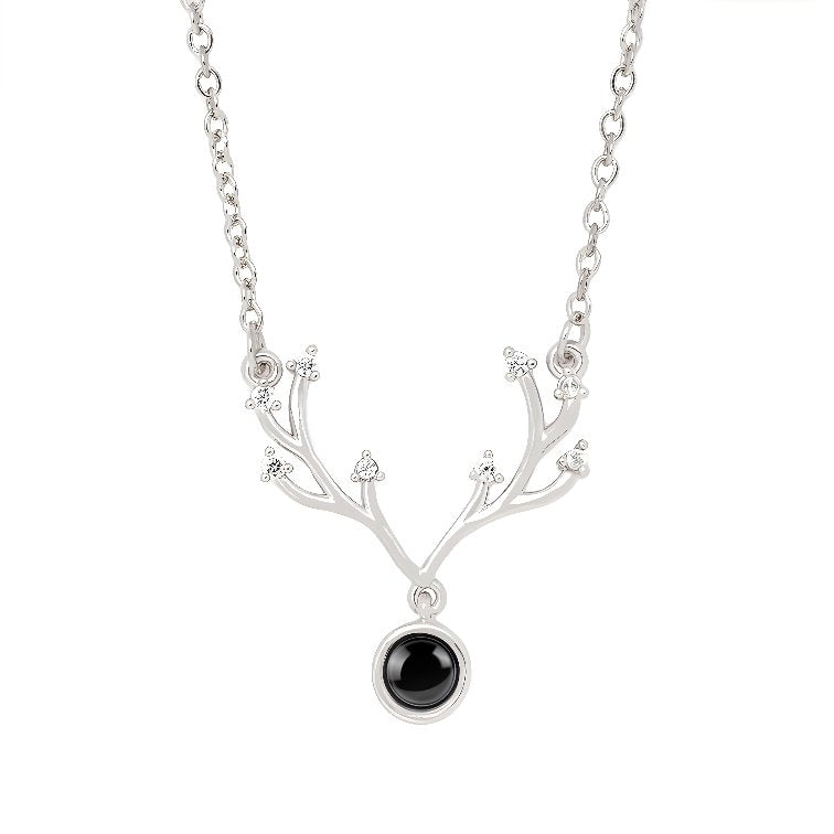 Personalized antler projection necklace silver