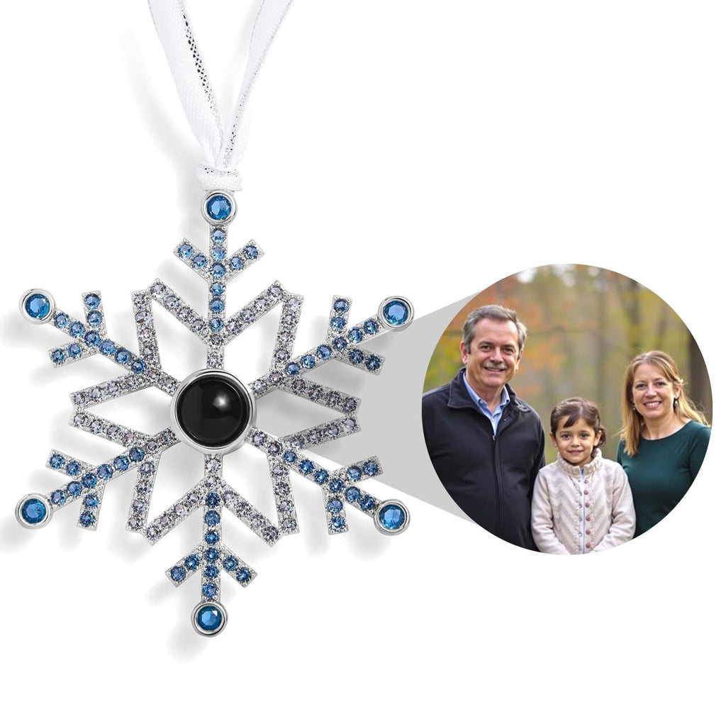 Necklace with picture inside blue christmas theme